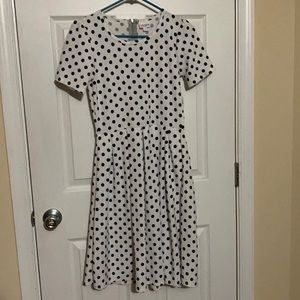 NWT Lularoe White and Black Polka Dot Amelia